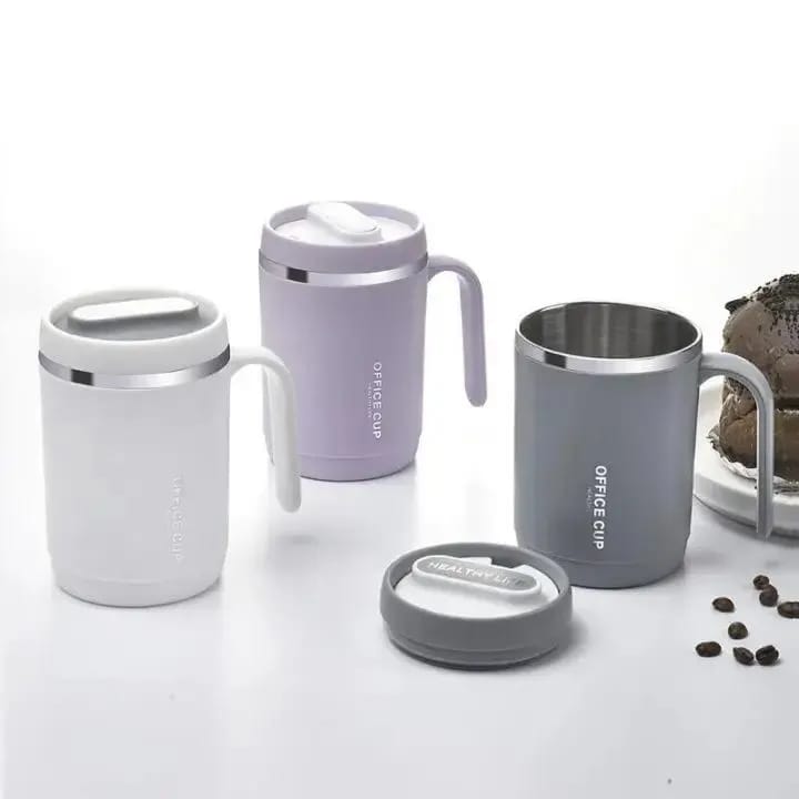 Double-Walled Stainless Steel Coffee Mug with Ergonomic Handle