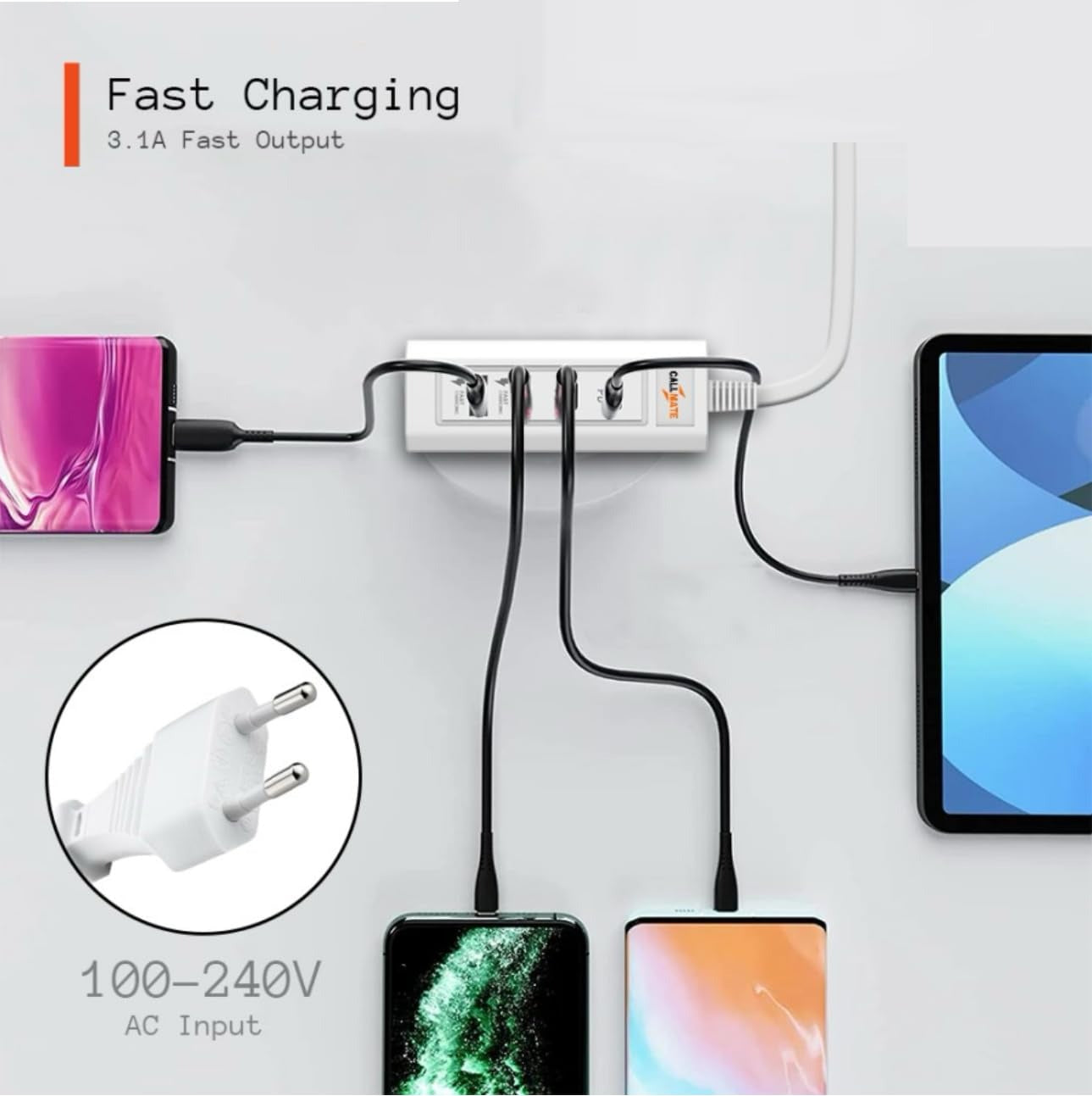 USB Fast Charger with Type-C Cable – 5.1A High-Speed