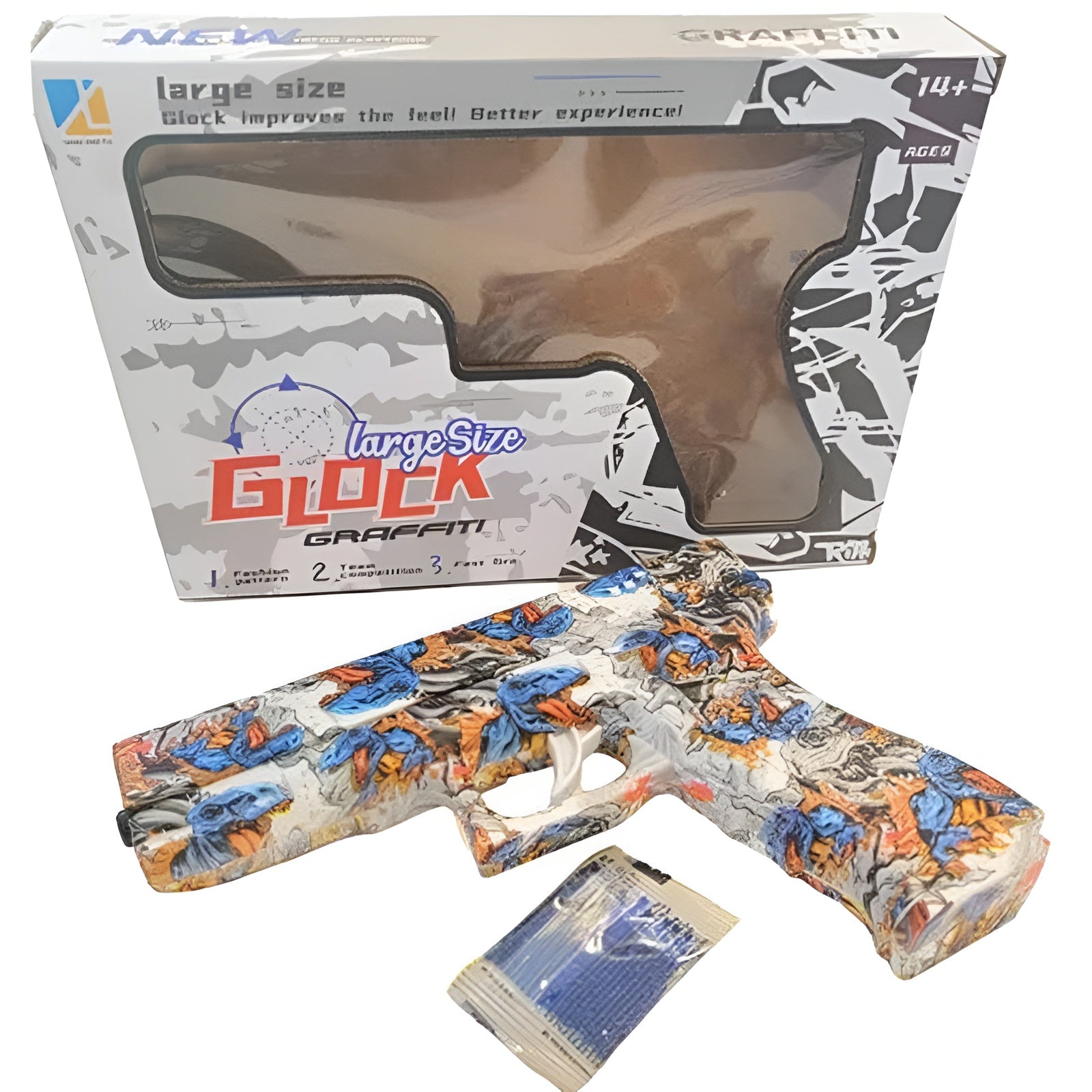 Gel Blaster High Speed Manual Gun Orange – Large Size Graffiti Glock Soft Bullet Gun Toy With Safe Foam Bullets, Realistic Design, And Exciting Action Play For Kids And Teens