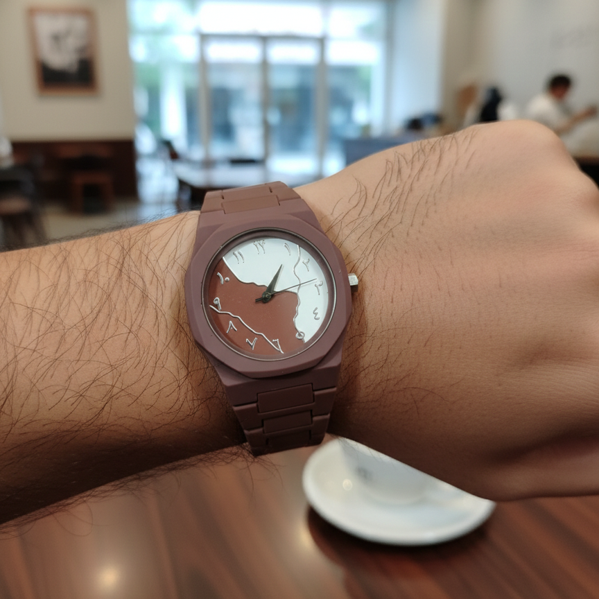 Brown And White Aura Watch Elegant Stylish Design Durable Build Comfortable Strap Clear Display Perfect For Daily Wear And Special Occasions