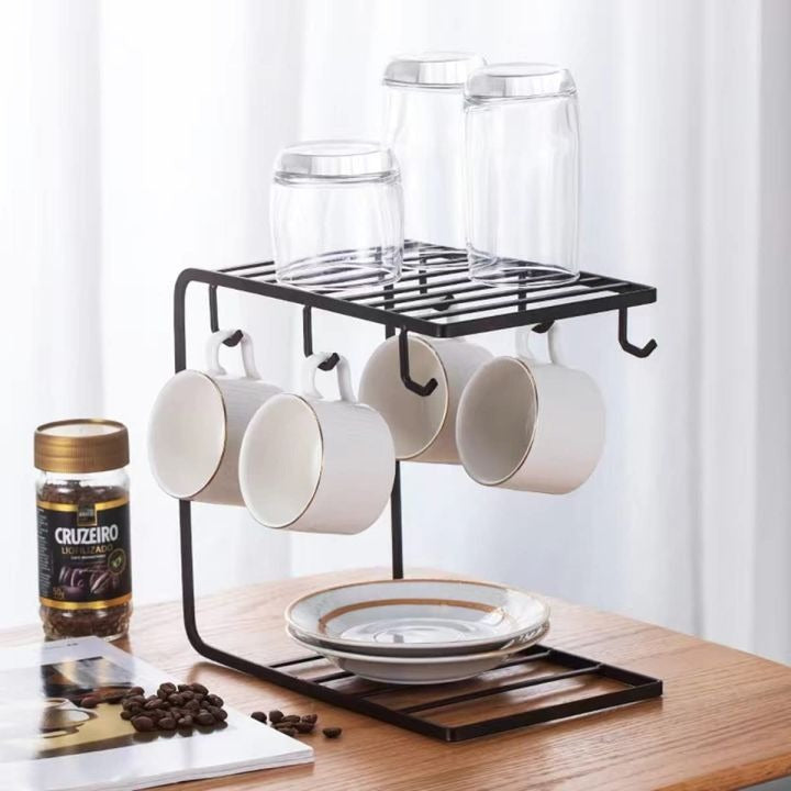 Metal Mug Stand Holder Tree Rack – Modern Space-Saving Mug Organizer with Smooth Hooks for Kitchen & Coffee Corner Decor