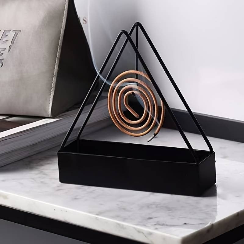 1 Pcs Simple Triangle-shaped Iron Mosquito Coil Holder Creative Hanging Or Standing Incense Burner