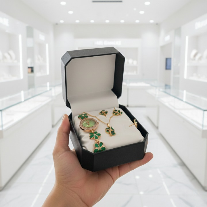 Ladies Jewellery And Bangle With Watch Elegant Stylish Durable Quality Timeless Fashion Accessory (With Box)