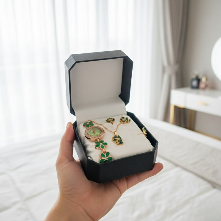 Ladies Jewellery And Bangle With Watch Elegant Stylish Durable Quality Timeless Fashion Accessory (With Box)