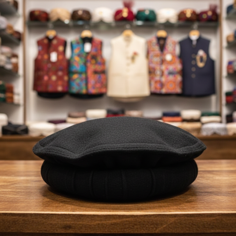 Peshawari Cap Traditional Style Durable Fabric Comfortable Fit Elegant Look Perfect Choice For Daily Wear Travel And Household Needs (Random Color)