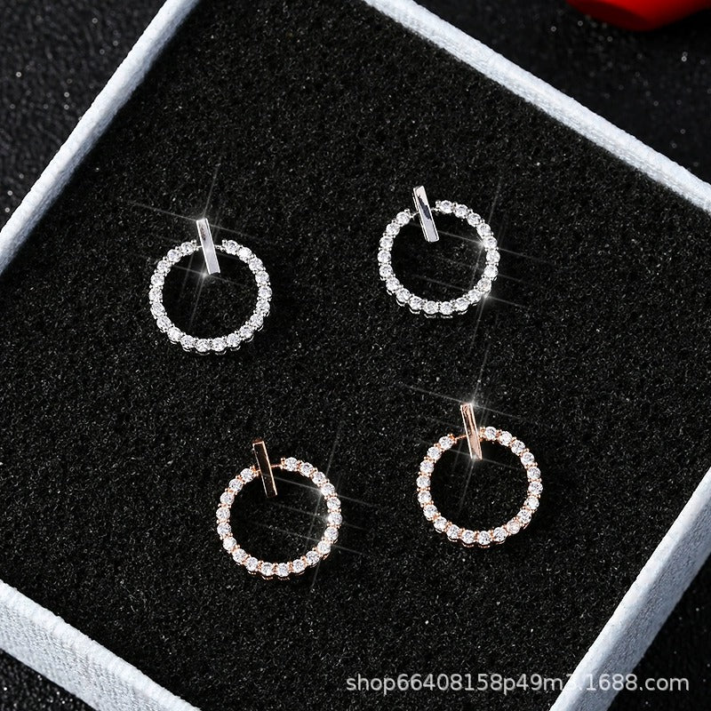 Circle Zircon Korean Earrings-Golden