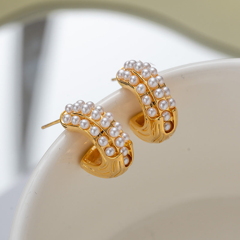 Pearl Bali – Elegant Korean Style Earrings-Golden