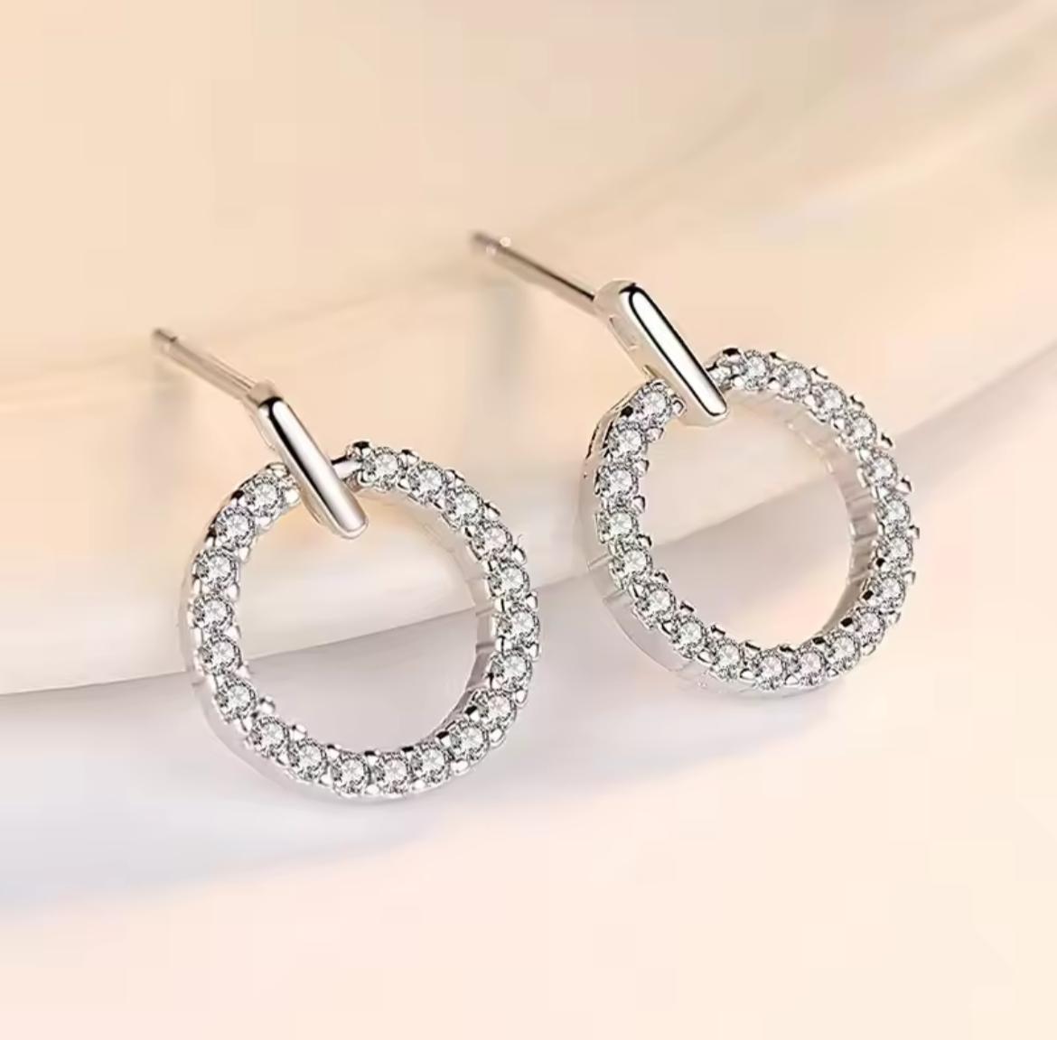 Circle Zircon Korean Earrings-Golden