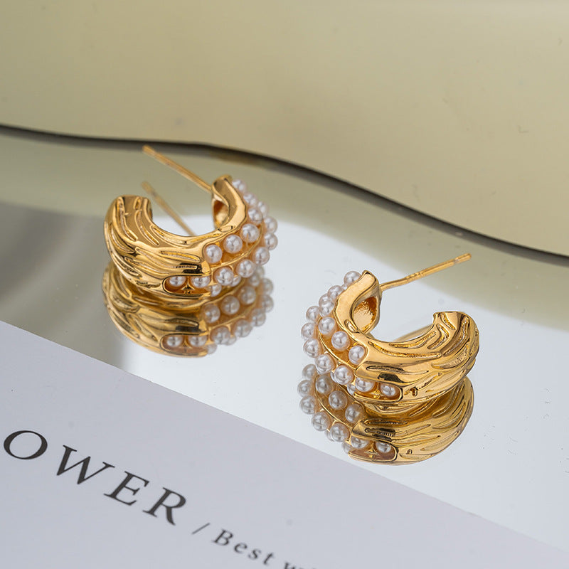 Pearl Bali – Elegant Korean Style Earrings-Golden