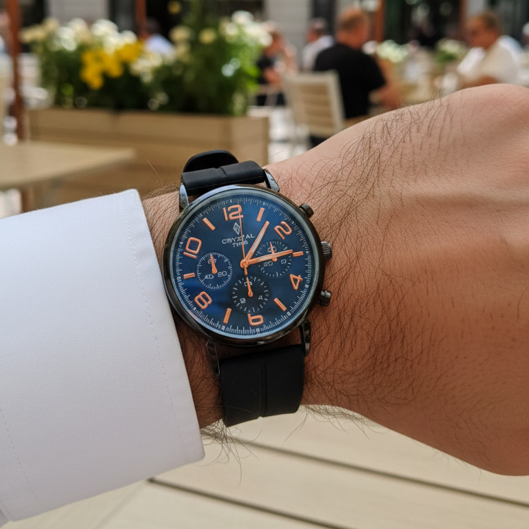 Gents Wrist Watch – Stylish Rubber Belt with Magnet Lock