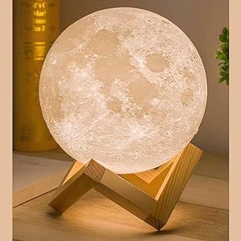 3D Moon Lamp 7Colour15 cm Changeable Sensor for Bedroom Touch Moonlight Lamp with Stand USB for Bedside Valentine Wedding Gifts for Girlfriend Boyfriend