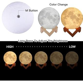 3D Moon Lamp 7Colour15 cm Changeable Sensor for Bedroom Touch Moonlight Lamp with Stand USB for Bedside Valentine Wedding Gifts for Girlfriend Boyfriend