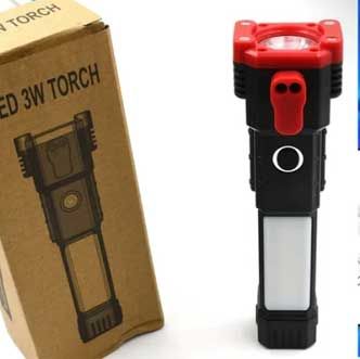 Versatile High Power Led Flashlight Focus Light Power Bank and Window Hammer