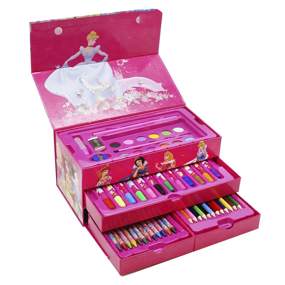 Multi Colour 54 Pieces Kids Art Artist Set In A Box With Drawers Pens