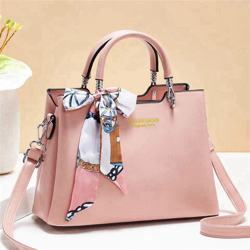 1Pc Vesasan Gaohn Faux Leather Handbag With Decorative Scarf Elegant Design Premium Quality