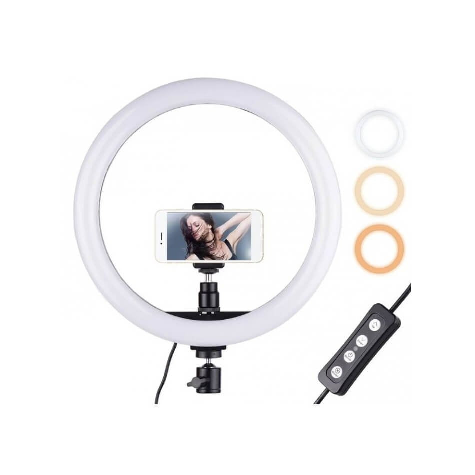 Professional 10-inch LED Ring Fill Light with Universal Phone Holder
