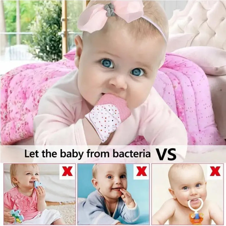 BABY SILICONE TEETHING MITTEN GLOVES NEWBORN CHEWABLE MITTENS TEETHER