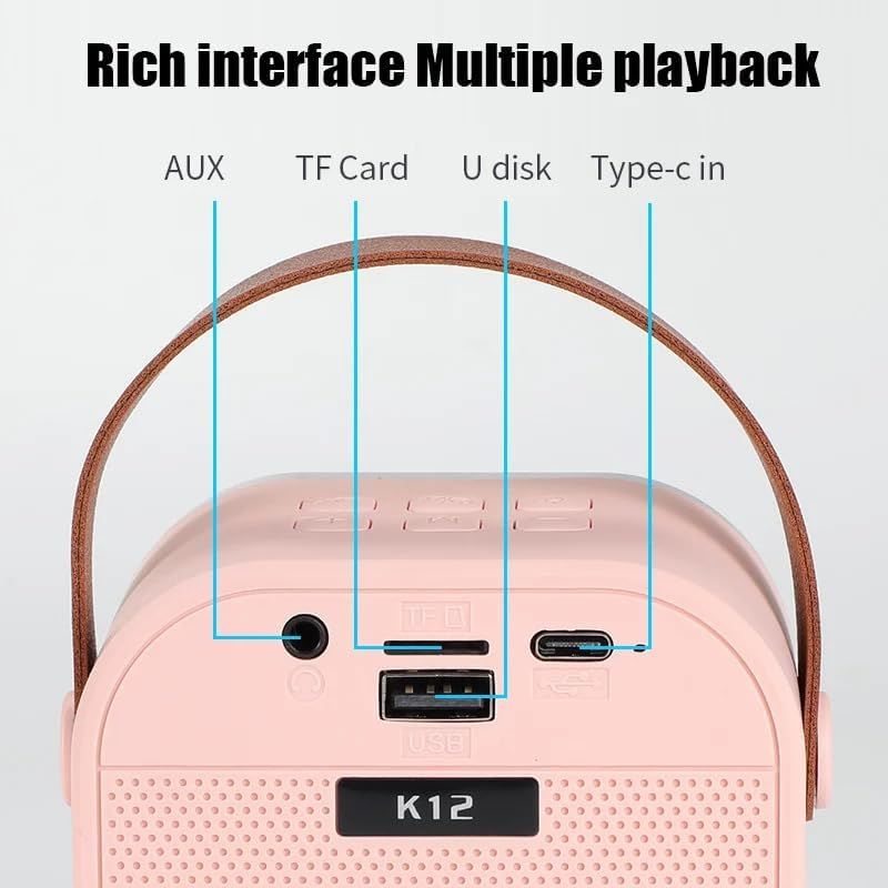 K12 Microphone Karaoke Bluetooth Speaker RGB Light Two 5W Speakers Sound Subwoofer Boombox Support Multiple Input Modes