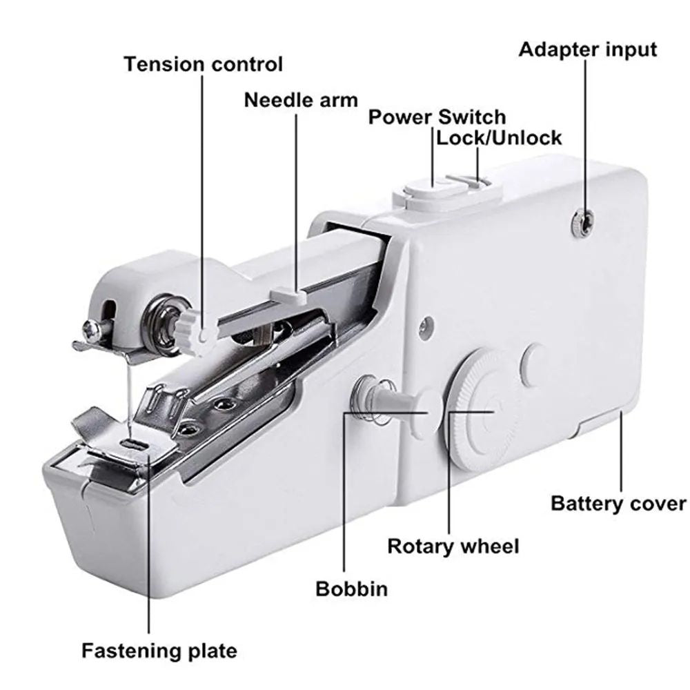 Mini Portable Handy Sewing Machine Handheld Sewing Machine Stitch Household Tool for Kids Clothing, Fabric, Home Travel Use, Gift for Kids & Adult