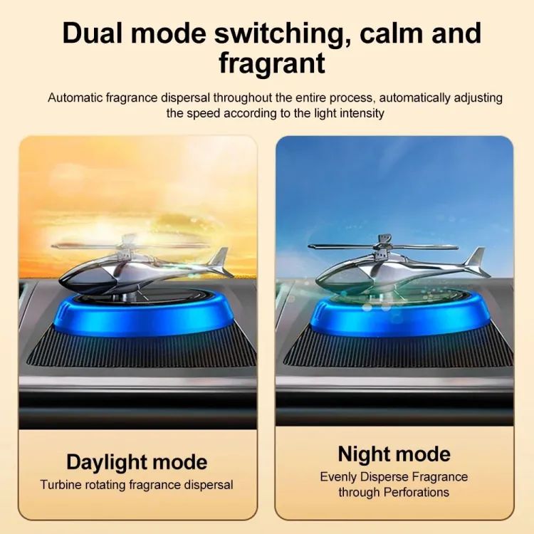 Solar Car Air Freshener Helicopter Auto Aromatherapy Sun Light Energy Rotation Car Inside Fragrance Ornaments Car Aroma Diffuser